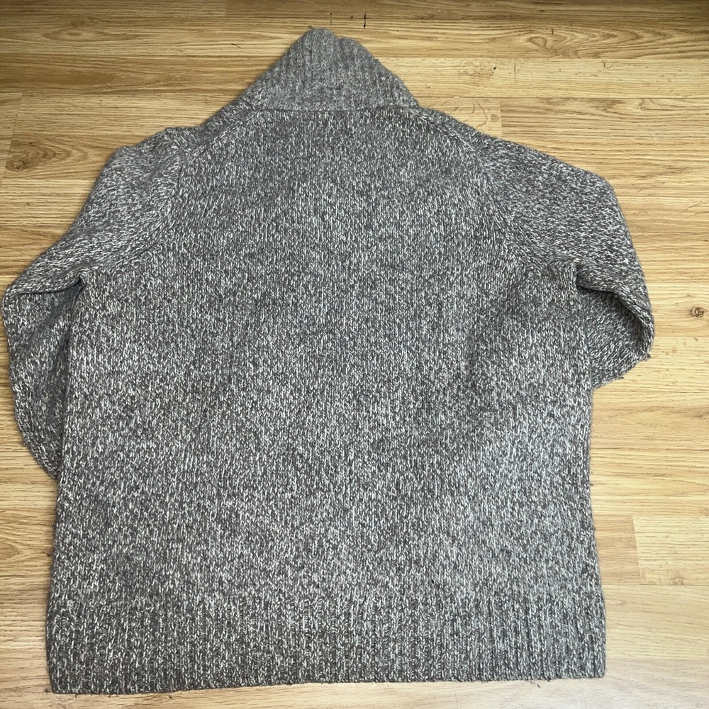 Eddie Bauer Sweater Men Large Tan Knit Hiking Cotton Shawl Collar - Picture 5 of 5